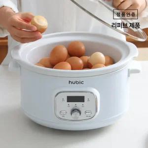 [리퍼특 가] 휴빅 타이머 맥반석 구운 계란찜기 맥반석 슬로우쿠커 굽는기계 전골냄비 화이트