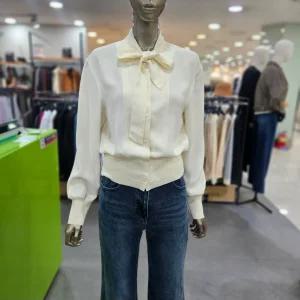 시슬리/애플아울렛/슈팅 니트 시보리 타이 블라우스 SAWS33461