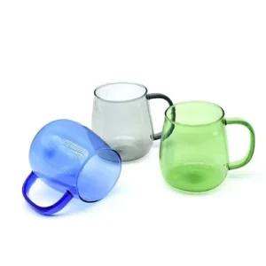 마카 머그컵 내열 유리 머그잔 커피잔 물컵 블루 400ml/예쁜/투명/강화/손잡이/머거컵/커피/유리컵/유리잔