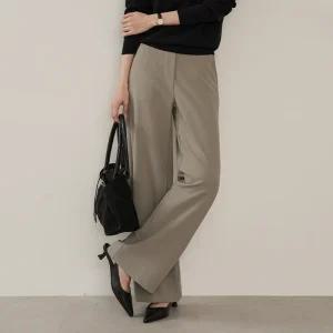 [제작] [40사이즈까지] 슬랙스핏 사방스판 링클프리 밴딩 와이드 팬츠 83640 빅사이즈 여성의류