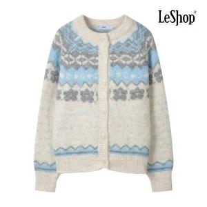 [르샵] 울 터치 플라워 자가드 니트 가디건 (BP9KC024A)