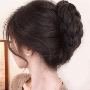 여성 땋은머리 부분가발 페이크 올림머리 집게핀 가짜머리 (WFK2LM7)