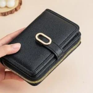 [다잇템] 여성용 자크 레더 버클 베이직 중지갑