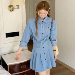 원피스 데님 형원피스 셔츠 연청원피스 형 스커 (WFK1DIS)