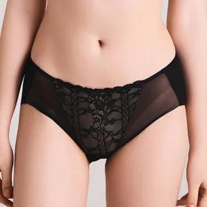 [하프클럽/에블린]에블린 로맨티크_투톤 노와이어 헴팬티 (블랙 스킨) MIX EBWQFA425H