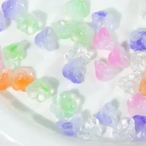 5컬러 글라스 그라데이션 방울꽃 꽃 유리 투톤 구슬 재료 비즈공예