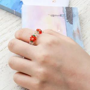 [콩심팥심]제주구슬비즈반지 키즈 어린이 여아 악세사리 꽃