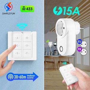 433MHz EU FR 무선 원격 제어 플러그 15A 220V RF 스마트 소켓, 자기 패널 , 가전 제품 용 전기 콘센트