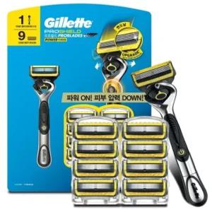 질레트 프로쉴드 옐로우 면도기 핸들1+날9개 세트