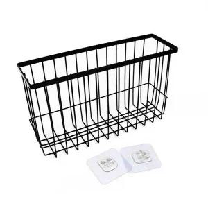 화이트 부착식 직사각 철제 수납 바구니 벽선반