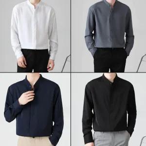 SIS-073 남자 차이나 카라 셔츠/남성/와이셔츠/캐쥬얼/정장셔츠/심플/깔끔한/긴팔/카라셔츠