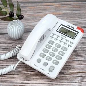 화이트 유선 집 전화기 사무실 일반 가정용 맥슨 발신자표시 단축다이얼4개 블루백라이트