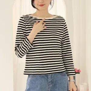 [웬디즈갤러리]보트넥 스트라이프 티셔츠 /데일리 면 단가라 STS122