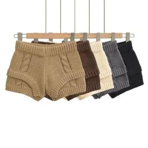 아브릴 여성반바지 니트 반바지 가을 로우 꽈배기 짜임이 슬림핏 캐주얼 UNO3
