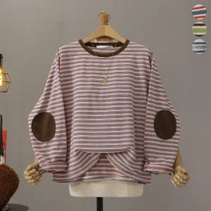 [모노시크] 멀티프 기모 단가라 배색 빵떡 패치 티셔츠_MNTG439