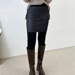 밍크 융 털 기모 안감 가죽 치마 레깅스 쫄바지 차마 스커트 패딩 치랭스 겨울 타이즈 치랭쓰