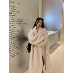 윈저 러브100 울 양털 커팅 모피 코트 털 캐주얼 롱 기장으로 겨울 더욱 두툼해집니