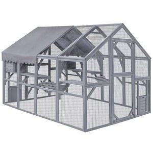 WMK 카티오 대형 야외 고양이 집, 56.5피트 규모의 탈출 방지 울타리, 브리지 및 해먹이 있는 방수 쉼터