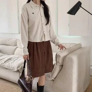 CG 남방 가을 셔츠 데일리 코듀로이 긴팔 카라 여행 데이트룩 세미크롭 겨울 골덴