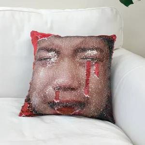 스팽글 쿠션 일반 포토 얼굴 반전 쓸데없는 선물 커스텀 제작 인쇄 솜포함