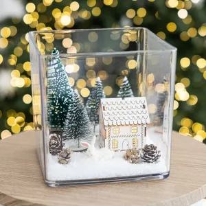 크리스마스 장식 화병 화이트하우스와 토끼 set 15cm (DIY) 소품 테이블 탁상용 오브제 행사 촬영 꾸미기