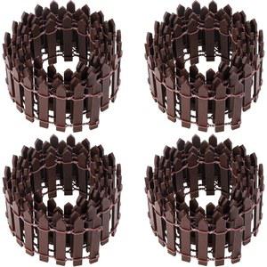 4피스 35인치 요정 정원 울타리 크리스마스 마을 액세서리 미니어처 정원 장식 나무 피켓 울타리 크리스마스 인형의 미니 마을 풍경 화분 DIY 디오라마 프로젝트 브라운