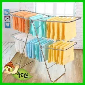 올스텐레스 Y형 빨래건조대 2단 베란다 세탁 스테인 이동접이식 올건조대 올스테인