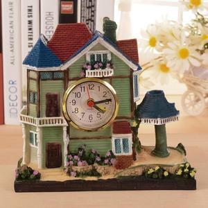 앤틱 주택모형 탁상시계 인테리어 자명종 알람 시게 아날로그 책상 테이블 소품