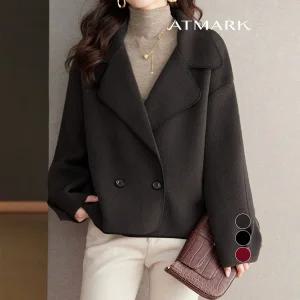 ATMARK (77까지)모던숏라렐더블코트형자켓_AA49JK006G