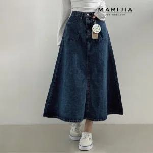 [마리지아]딥워시 데님 A라인 롱 스커트_MDEB32011