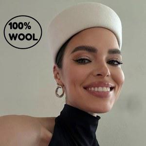 여성용 울 펠트 하드탑 페도라 레트로 엘레강트 베레모 클래식 블랙 화이트 필박스 모자 승무원