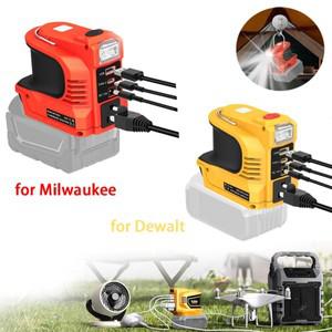 AC 110/220V 인버터 발전기 전원 LED 야외 캠핑 어댑터 DEWALT 호환/Milwaukee 호환18V 20V 배터리 용 전동