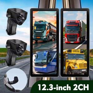 룸미러 블랙박스 자동차 트럭 버스용 12 3인치 HD 후면 거울 맹점 모니터 DVR 비디오 녹화 기능이 있는 1080P 2CH AHD 측면 카메라 시스템