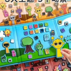 원피스 카드 Incredibox 스프런키 만화 마그네틱 스티커 조용한 책    반복적으로 바쁜 카드 붙여 넣기 하