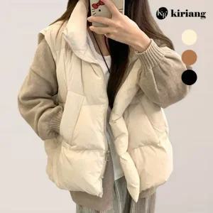 [키리앙] 로앰 하이넥 퀼팅 패딩 조끼