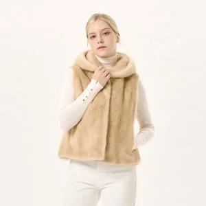 [진도모피](의정부점)베이직 후드 밍크 베스트 (CMV013)