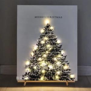 명화 그리기 페인팅 크리스마스 트리 빛나는 색칠 채색 취미 유화 포스터