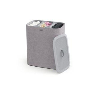 조셉 조셉 토타 트리오 90리터/23.8갤런 세탁 바구니 분리 바구니 뚜껑, 손잡이가 달린 탈착식 세탁 가방 3개 - 회색