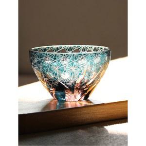 크리스탈 술잔 사케 국화 그린 와인 홈파티 사케잔 수제술잔 골드 사각 무연 사케술잔