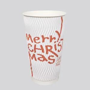 [박스] 3중 단열 종이컵 스노우시리즈 레드리본 16온스 1박스(500개)
