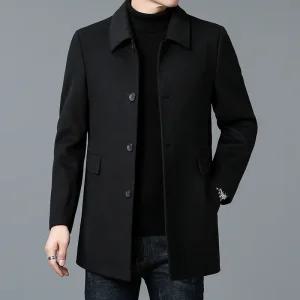 남성반코트 하프 울 겨울 남자 코트 중년 정장 아우터