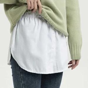 (올핀)여성 긴셔츠 레이어드 페이크 밑단 남방