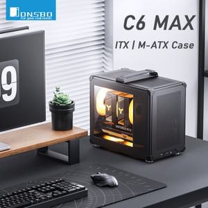 Jonsbo C6 Max 핸들 케이스 ITX M-ATX 측면 투명 섀시 전원 공급 장치 데스크탑 게임 사무실 소형 컴퓨터