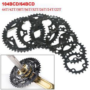 22T/24T/26T/28T/32T/34T/36T/38T/42T/44T 64BCD 104BCD 자전거 이중 체인 휠 MTB 크랭크 셋 링 시마노 SLX