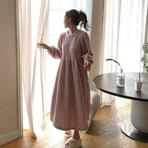 [미나그램] 방방 덤블 뽀글이 퍼프 수면롱원피스