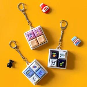 청축 키캡 키링 4구 기계식 키보드 키캡 열쇠고리 데스크테리어 굿즈