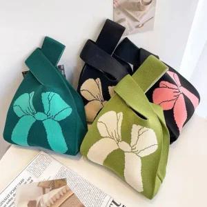 리본 미니 니트백 하트 손뜨개가방 러블리 복조리 봄 가을 겨울 손목 에코백