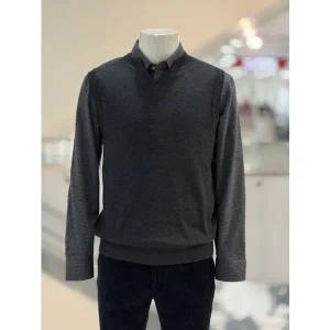 [바쏘옴므]WSZ3-WV05 차콜 캐시미어 혼방 기본 브이넥 니트 조끼