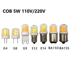 조도 조절식 소형 LED 광원 조명 G4 G8 G9 E11 BA15D 5W COB 110V 220V 10 개