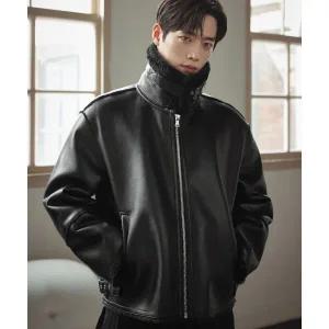 [1월 5일 배송] DRAW FIT [서강준 PICK]오버사이즈 라인 무스탕 자켓 [BLACK] DFJ케이투 k2401BK 219245